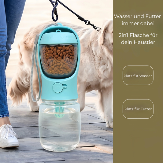 HydraPet 2in1  – Trinkflasche & Snackbehälter für unterwegs